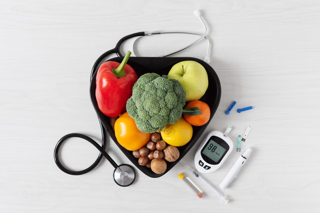 Colorful healthy meal plate with vegetables, lean proteins, and whole grains perfect for diabetes wellness nutrition