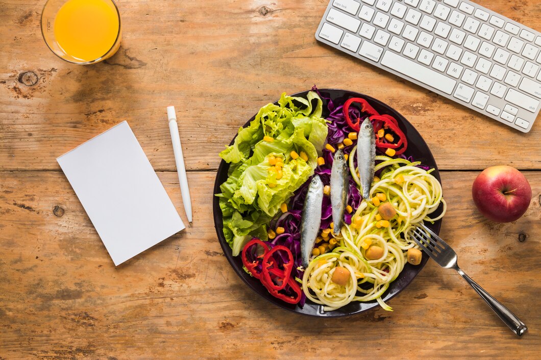 Fresh organic ingredients and superfoods arranged beautifully for diabetes-friendly wellness nutrition planning